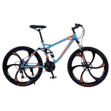 Imagem de Bicicleta Aro 26 Bike Roda Magnésio Terra Viva 21 Marchas Aço Carbono Azul Laranja WCT Fitness