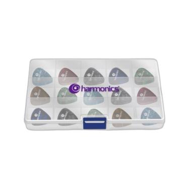 Imagem de Kit de Palhetas Harmonics com 200 Unidades Sortidas em Diferentes Espessuras Celulóide