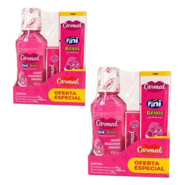 Imagem de Kit 2 Carmed Fini Beijos 3 Itens Higiene Bucal Hidratante - Cimed
