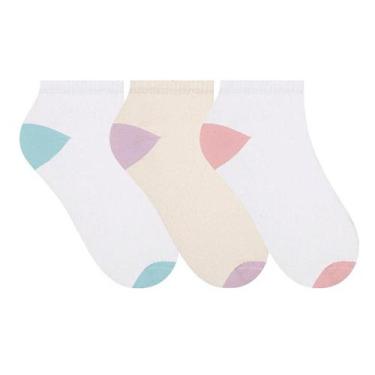 Imagem de Kit 3 Pares Meia Sapatilha Feminina Esportiva - SELENE, Amarelo claro,