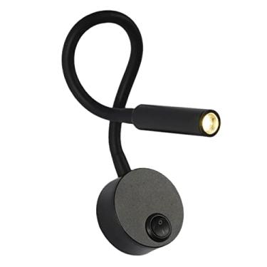Imagem de Homyl Luz de leitura montada na parede 3W, lâmpada de parede LED de pescoço flexível branco quente 3000K para livros na cama, estudando, luz noturna, luz de trabalho - interruptor base preto