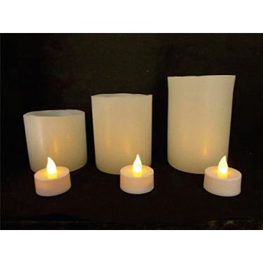 Imagem de 3 luminárias Cilíndricas 8x8, 8x10, 8x12cm + 3 velas de LED