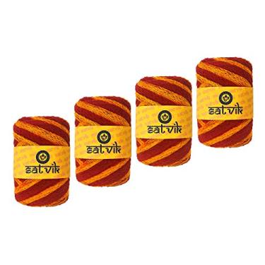 Imagem de Craftsman Set of 4 Pc Satvik Red Moli Kalawa Mouli Mauli Hindu Pooja