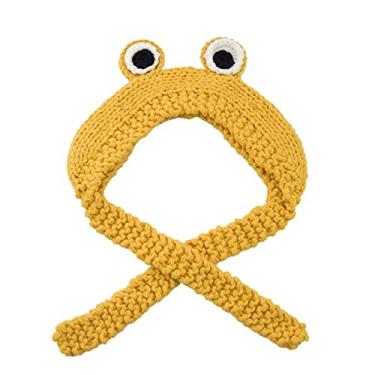 Imagem de Chapéu crochê tricotado para o inverno, gorro fodesenho animado sapo olhos grandes para foto
