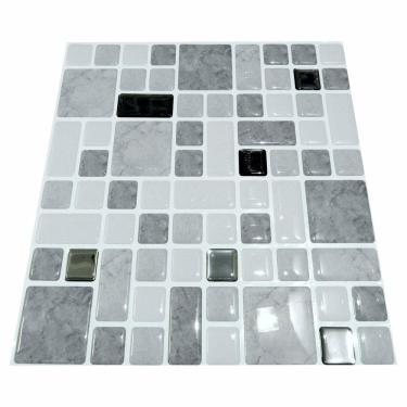 Imagem de Pastilha Adesiva Resinada Cód G405 CINZA Kipastilha KIT 4 Placas