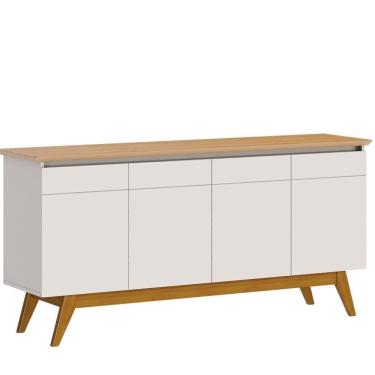 Imagem de Buffet Classic Imcal 66433 Off White Nature 4 Portas Pé de Madeira