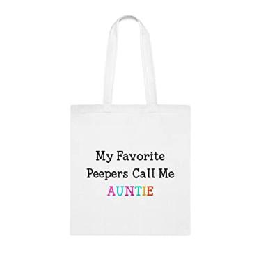Imagem de Sacola My Favorite Peeprs Call Me Auntie, para tia, Bolsa de ombro Tia, Bolsas reutilizáveis para tia, Presente para tia da Filha favorita, Filho e Crianças, Branco
