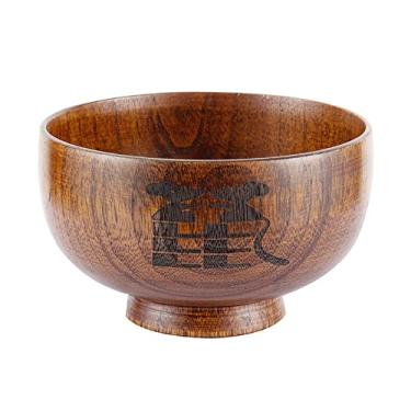 Imagem de UPTALY 1 peça de tigelas de madeira jujuba natural (ano do rato, 300 ml), conjunto de 12 tigelas de arroz zodíaco animal, tigelas chinesas artesanais, tigela de madeira de aveia, tigela de refeição infantil, utensílios de madeira japonesa
