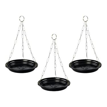 Imagem de 3 Kit Suspenso Para Planta Pendente - 3 Prato De Vaso 17 Cm + 3 Corrente Tripla Para Pendurar Vaso na Parede