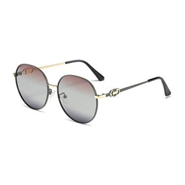 Imagem de Óculos de Sol Feminino Moda Óculos Exterior Polarizado Óculos de Sol Masculino UV400 Moldura Oval de Metal, 2. Marrom preto, segue foto