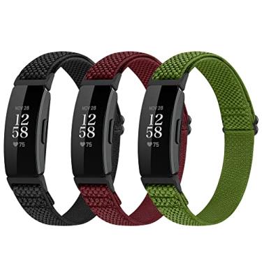 Imagem de Huamanlou Pulseiras esportivas de nylon elásticas ajustáveis compatíveis com Fitbit Inspire 3/Inspire 2/Inspire/Inspire HR/Ace 2/Ace 3, pulseiras de substituição de alças elásticas de laço macio para