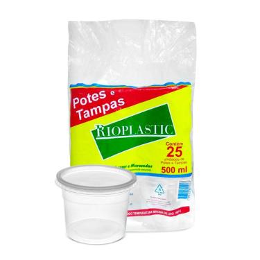 Imagem de Pote de Plástico Descartável com Tampa 500ml 25 Unidades