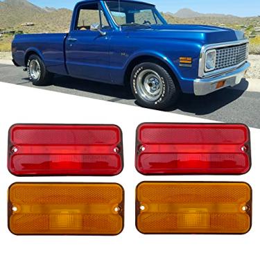 Imagem de KYYET Lentes Vermelhas Âmbar Dianteiro/Traseiro Para-Choque Lateral, Caixas de Luz de Folga Compatível com Caminhão Chevy GMC 1968-72, Conjunto de 4.