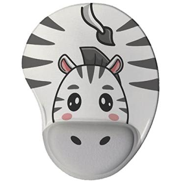 Imagem de Mouse pad Divertido Ergonômico Zebra Kawaii cor:Branco