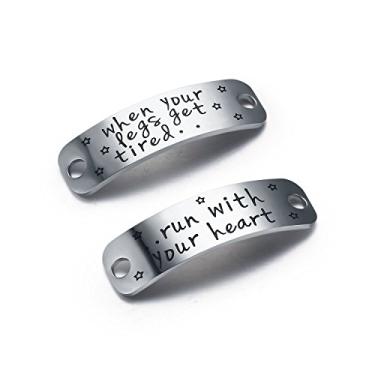 Imagem de CJ&M When Your Legs Get Tired.. Etiqueta de renda Run With Your Heart, etiquetas de treinador, presente para corredor, academia, fique em forma de corrida, pingente de cadarço, presente inspirador