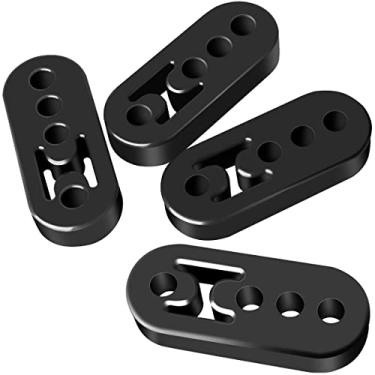 Imagem de AB1 4 peças suporte de tubo de escape de 4 furos suporte de borracha para exaustão absorvente de choque resistente ao calor isolador de escapamento cabide silenciador universal de escapamento de carro para a maioria dos veículos AB1 (preto)