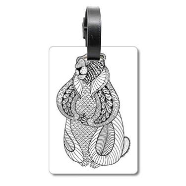 Imagem de Animal Big Mouse Picture Maleta Tag Bagagem Cartão Pendurado Etiqueta Scutcheon, Multicolorido.