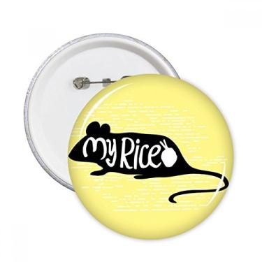 Imagem de Rato preto contorno animal alfinetes redondos naturais emblema botão decoração acessório 5 peças