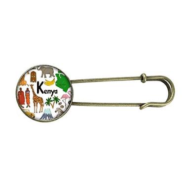 Imagem de Kenya Landscap Animais Bandeira Nacional Retro Metal Broche Broche Clipe Joias