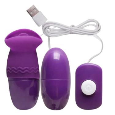 Imagem de Vibrador Com Capsula Dupla + Capa com Lingua TOMADA VIA USB