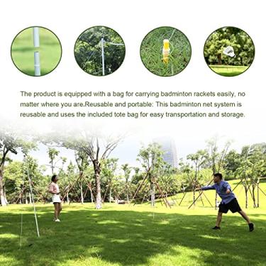 Imagem de DOYING Esportes Conjunto de badminton Raquetes de badminton, passarinhos, rede, enquetes ajustáveis Jogos de combinação de praia ou quintal