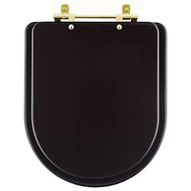 Imagem de Assento Sanitário Link Marrom Fosco para vaso Deca Com Ferragem Dourada