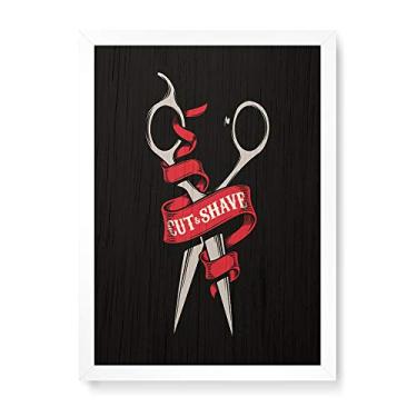 Imagem de Arte Maníacos Quadro Decorativo em Madeira Tesoura de Cortar Cabelo - 23x16,25cm (Moldura caixa em laca branca)