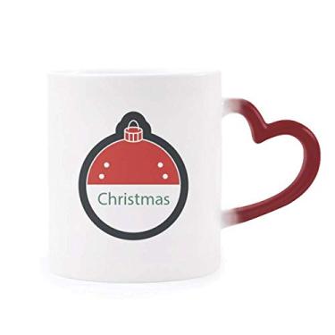 Imagem de Caneca de Natal com ícone de desenho animado de Natal sensível ao calor Caneca vermelha que muda de cor