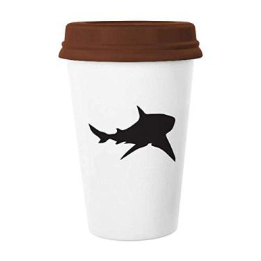 Imagem de Caneca de peixe de biologia de tubarão preto oceano copo de cerâmica copo de café