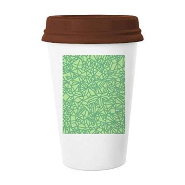 Imagem de Estampa verde linhas entrelaçadas caneca abstrata café vidro vidro cerâmica copo tampa