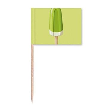Imagem de Green Mung Bean picolé doce sorvete com bandeiras de palito, enfeite de festa