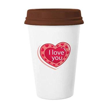 Imagem de Caneca de cerâmica para o dia dos namorados I Love You Pink Heart Caneca de café bebendo copo de cerâmica