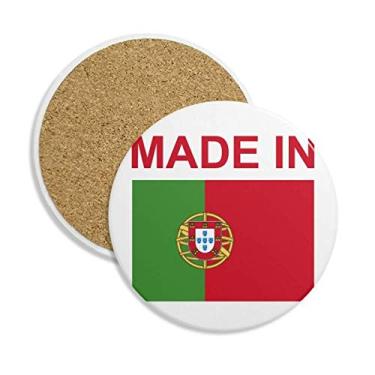 Imagem de Porta-copos de cerâmica Made In Portugal Country Love porta-copos com pedra absorvente para bebidas presente 2 peças