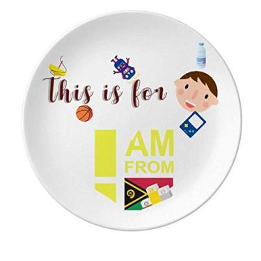 Imagem de Prato de porcelana I Am From Vanuatu para jantar redondo menino homem