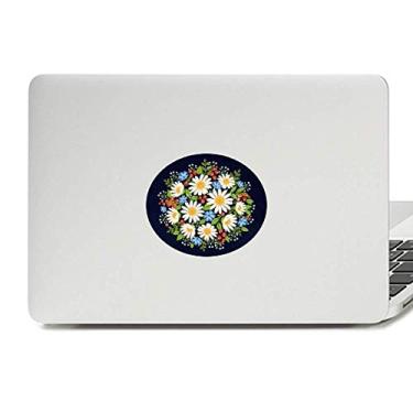 Imagem de Adesivo de notebook com estampa de folhas de crisântemo branco e flor de frutas com emblema para laptop