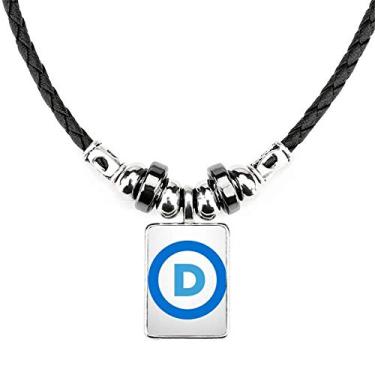 Imagem de DIYthinker Colar com pingente de corda de couro Torque para festa democrática com emblema americano