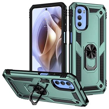 Imagem de Capa para Motorola Moto Edge 20 5G / 4G Capinha com protetor de tela de vidro temperado [2 Pack], Case para telefone de proteção militar com suporte para Moto Edge 20 -green