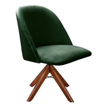 Imagem de Poltrona Gaia Cadeira Giratória Pé Madeira Decoração Moderna Recepção Escritório