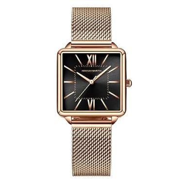 Imagem de Relógio feminino quadrado, relógio de pulseira feminino vintage clássico, relógio feminino casual à prova d'água, Preto