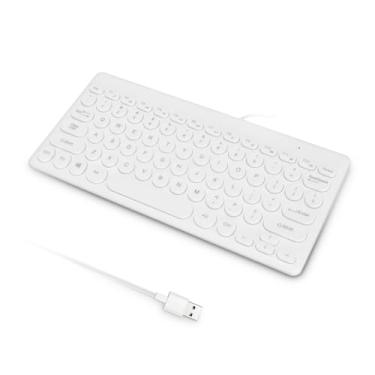 Imagem de Teclado USB com fio, teclado com design ergonômico de 78 teclas teclado com economia de energia e teclado redondo resistente ao desgaste teclado pequeno portátil para tablet PC laptop (branco)