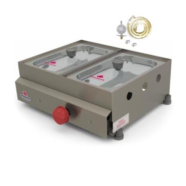 Imagem de Kit - Molheira Cachorro Quente 2 Cubas Gás (1 quente) Pr-02g + Kit Gás - Progás