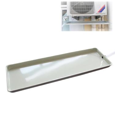 Imagem de Bandeja de gotejamento de ar condicionado com tubo de drenagem, bandeja de gotejamento de metal, bandeja de drenagem de HVAC, kit de drenagem de bandeja de água para unidade externa de ar condiciona