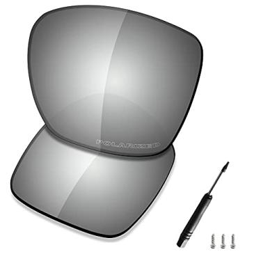 Imagem de SAUCER Lentes de substituição premium e chave de fenda T4 e parafuso para óculos de sol Oakley TwoFace XL OO9350 de alta definição - Metal cromado polarizado