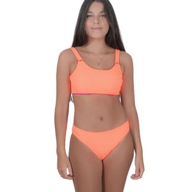 Imagem de Biquini Cropped Argolas Proteção Solar UV 50 Amarração Praia