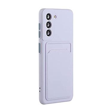 Imagem de Capa de telefone com suporte para bolsa de cartão para Samsung Galaxy S23 S22 S21 S20 Plus FE Note 20 Ultra Bumper TPU Capa macia, roxa, para S21 Ultra