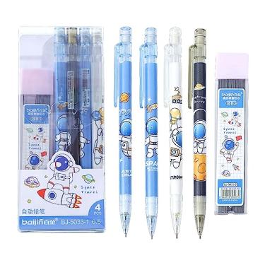 Imagem de ITAWIXS Lindo conjunto de lapiseiras inclui 4 lapiseiras Kawaii de 0,5 mm com 1 tubo de refil de grafite HB Kawaii, material escolar fofo para escrever, desenhar, esboçar