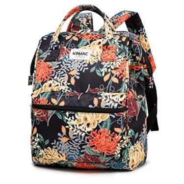Imagem de Kinmac Mochila para laptop de até 15,6 polegadas masculina e feminina estudante viagem ao ar livre mochila (crisântemo dourado)