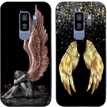 Imagem de 2 peças de capa de telefone traseira de silicone em gel TPU impresso asa de anjo triste para Samsung Galaxy Series (Galaxy S9 Plus / S9+)