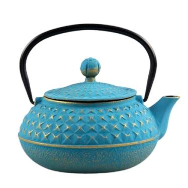 Imagem de Bule de chá de ferro fundido com infusor de aço inoxidável para fogão, feito na China, revestido seguro com interior esmaltado - 575 g/0,6 litros