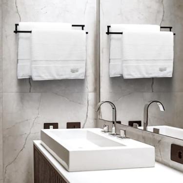 Imagem de Suporte Porta Toalha De Banho Duplo 50cm Toalheiro Estilo Industrial Acessório de Banheiro